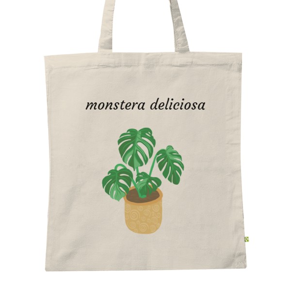 BIO plátěná taška s potiskem Monstera Deliciosa 1