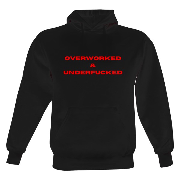 Pánská mikina s kapucí Just Hoods s potiskem OVERWORKED